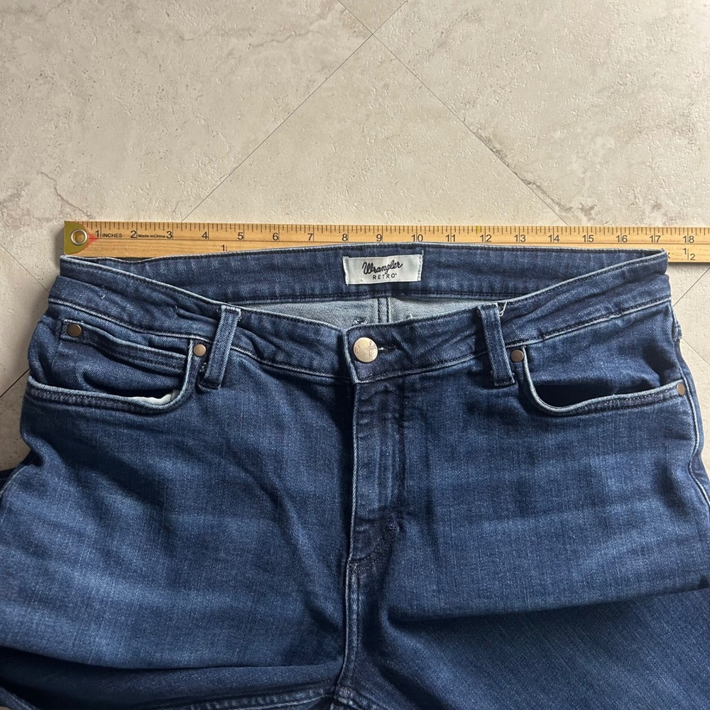 Wrangler Retro Wide Leg Flare Jeans Dark Wash Womens 14 Blue Denim 112352976 - Picture 5 of 9
